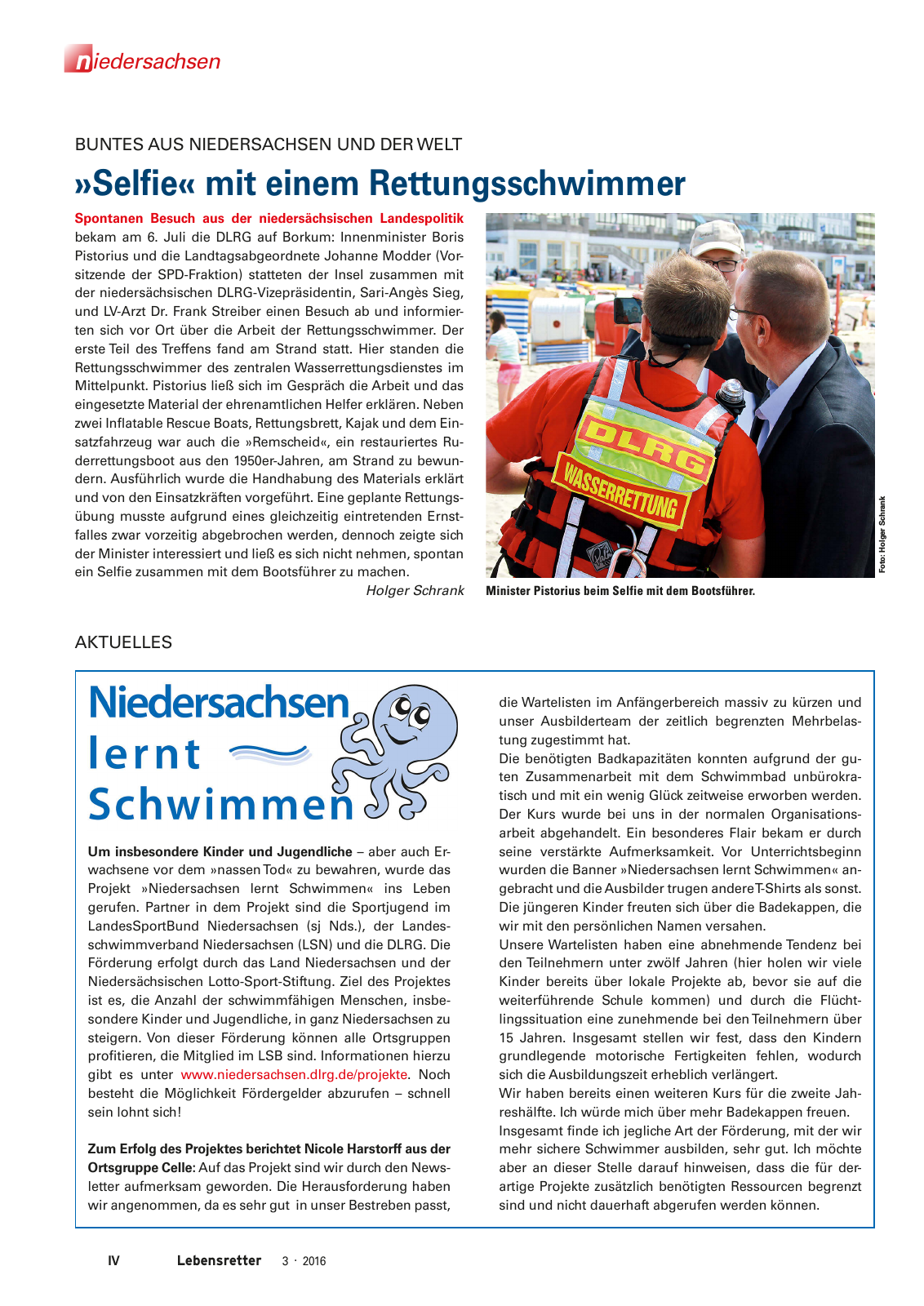 Vorschau Lebensretter 3/2016 - Regionalausgabe Niedersachsen Seite 6