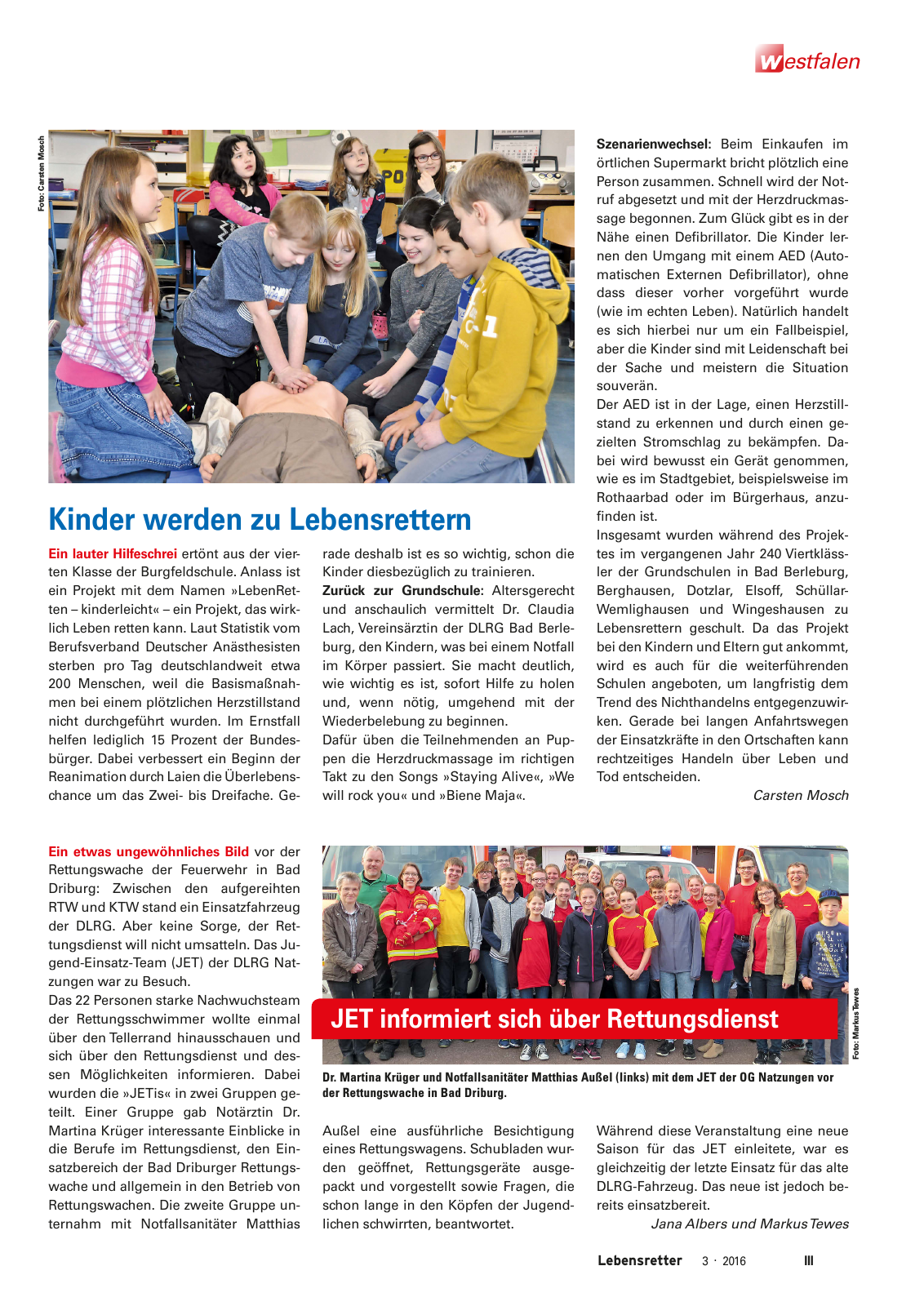 Vorschau Lebensretter 3/2016 - Regionalausgabe Westfalen Seite 5