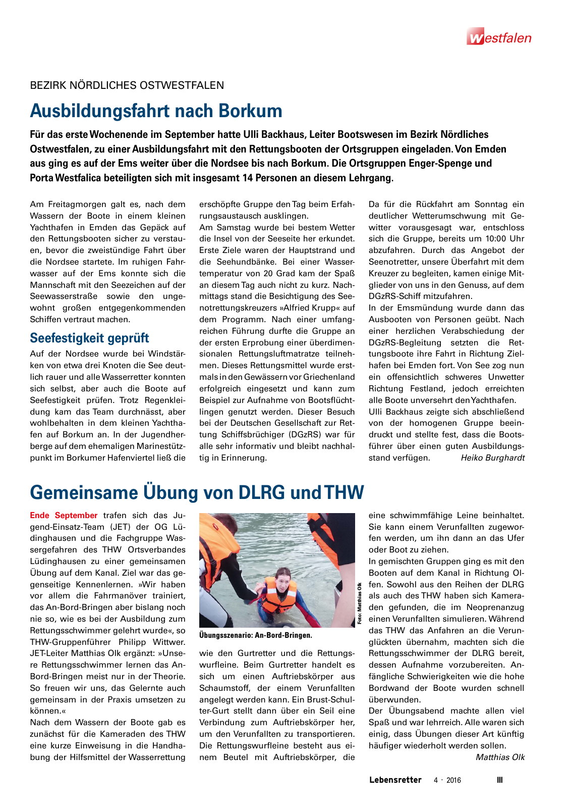 Vorschau Lebensretter 4/2016 - Regionalausgabe Westfalen Seite 5
