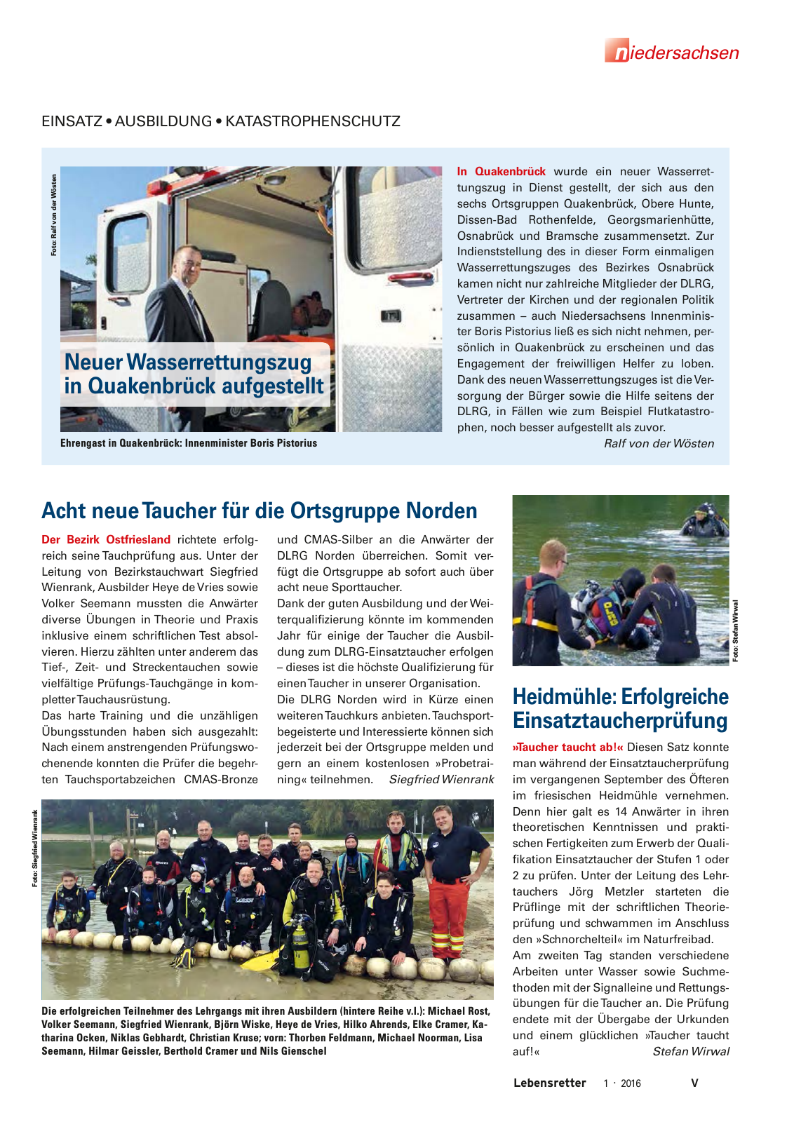 Vorschau Lebensretter 1/2016 - Regionalausgabe Niedersachsen Seite 7