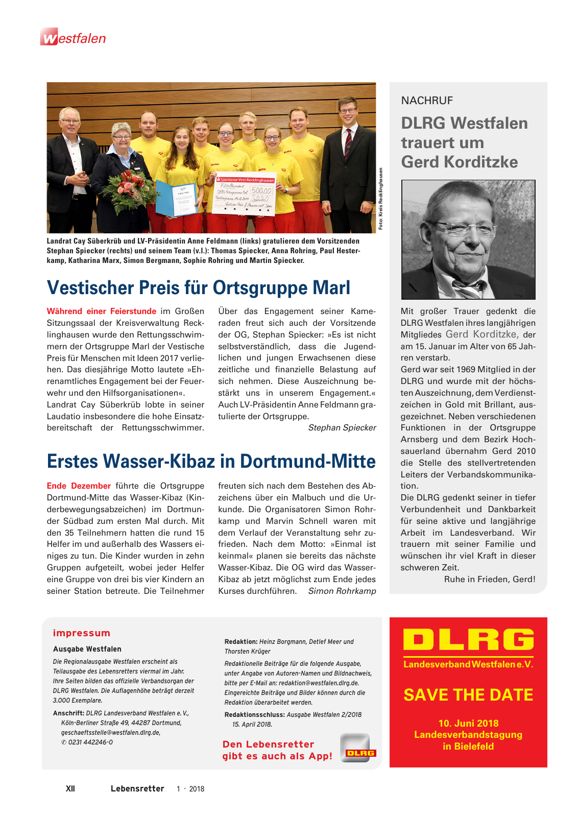 Vorschau Lebensretter 1/2018 - Regionalausgabe Westfalen Seite 14