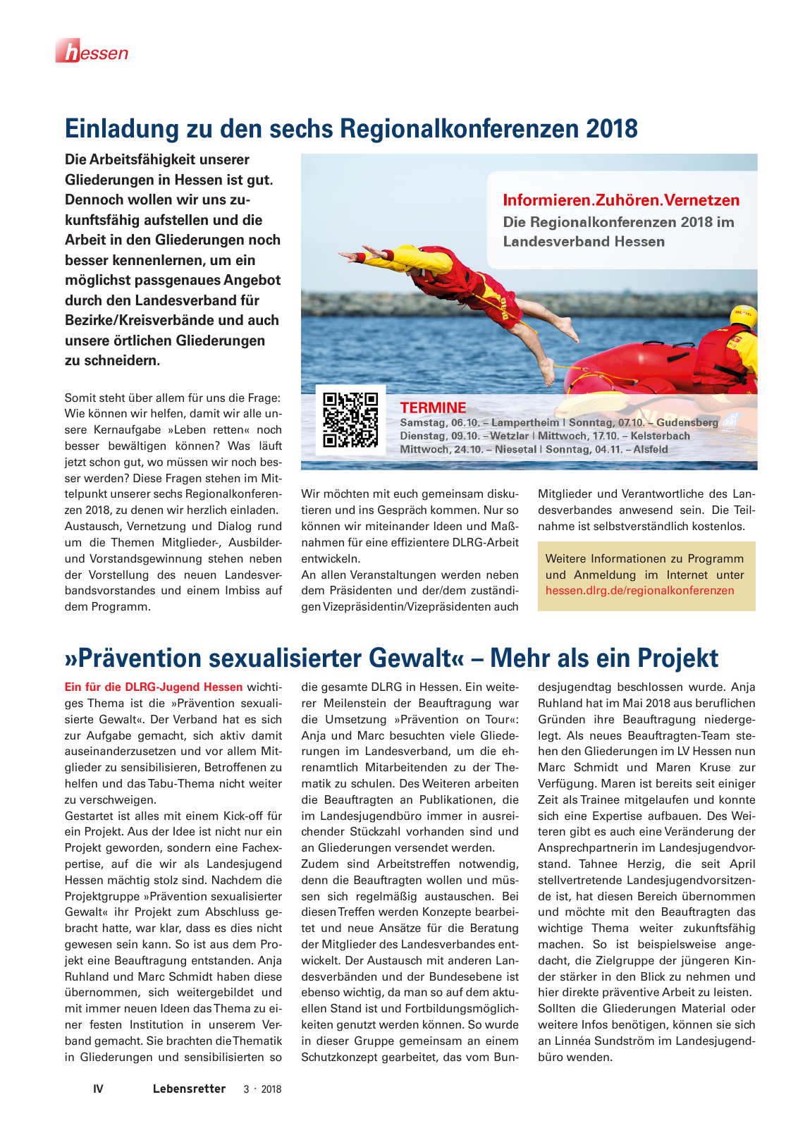 Vorschau Lebensretter 3/2018 - Regionalausgabe Hessen Seite 6