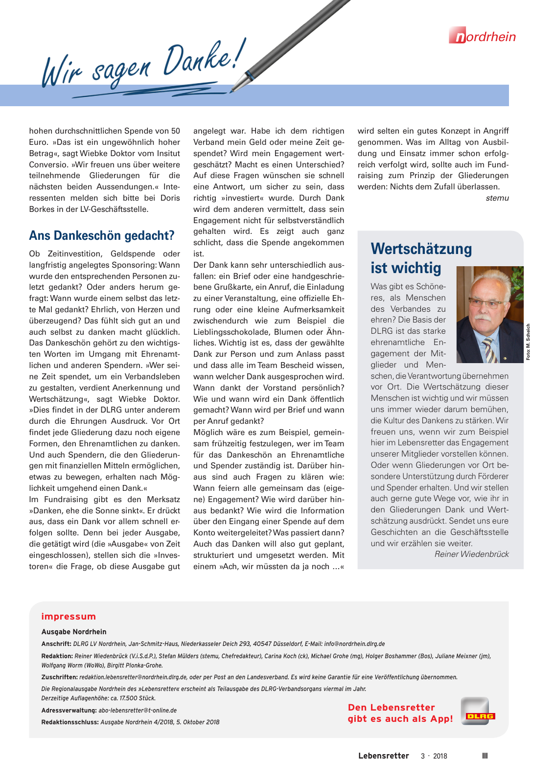 Vorschau Lebensretter 3/2018 - Regionalausgabe Nordrhein Seite 5